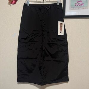 Angel Kiss Black Ruched Pencil Midi Skirt size large